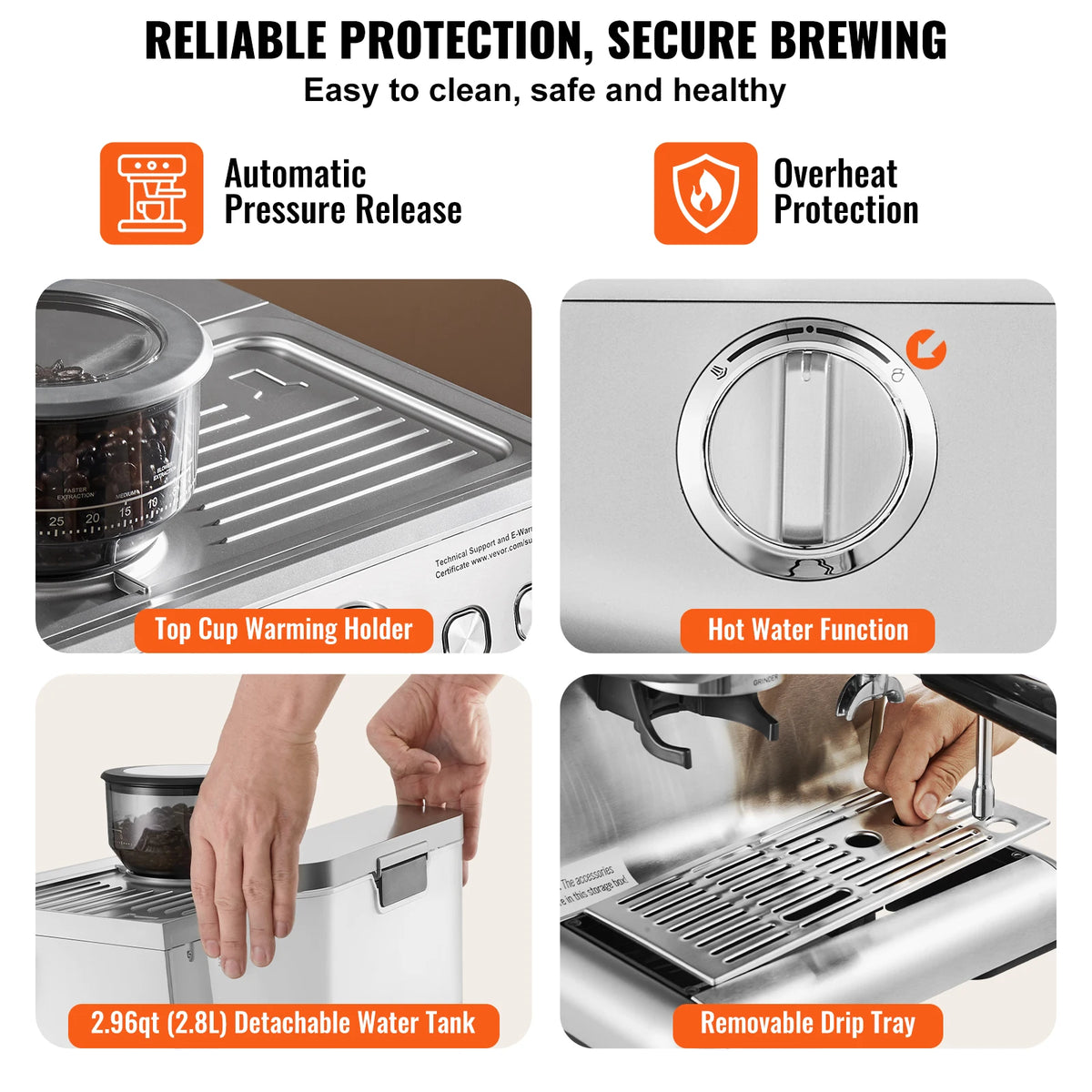 15-Bar Espresso Machine with Grinder and Milk Frother