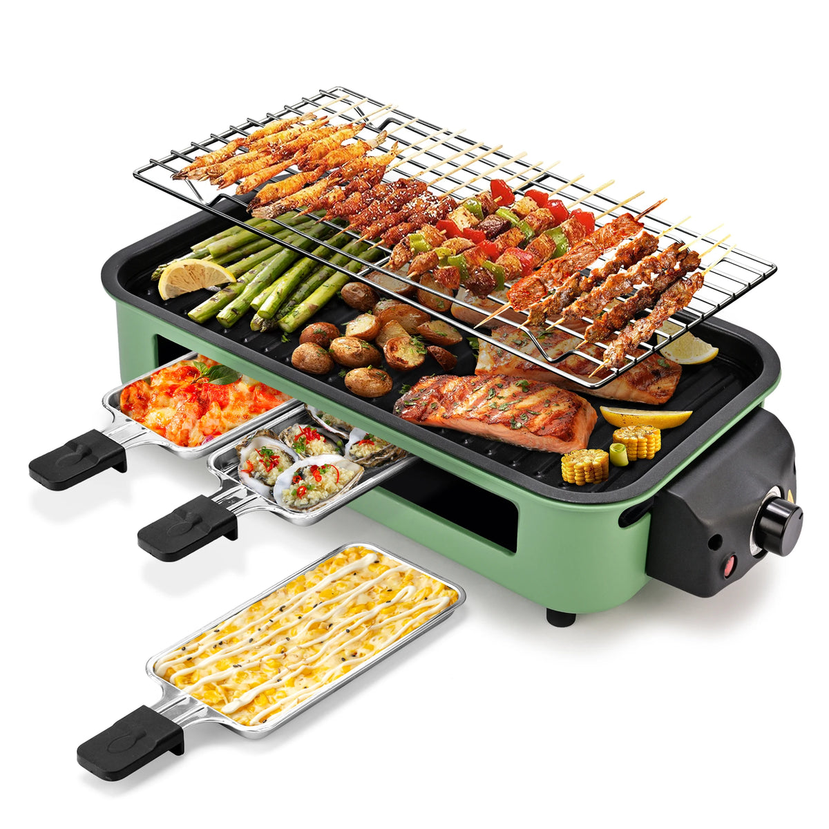Smokeless Electric Grill with Removable Griddle