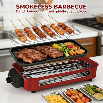 Smokeless Electric Grill with Removable Griddle
