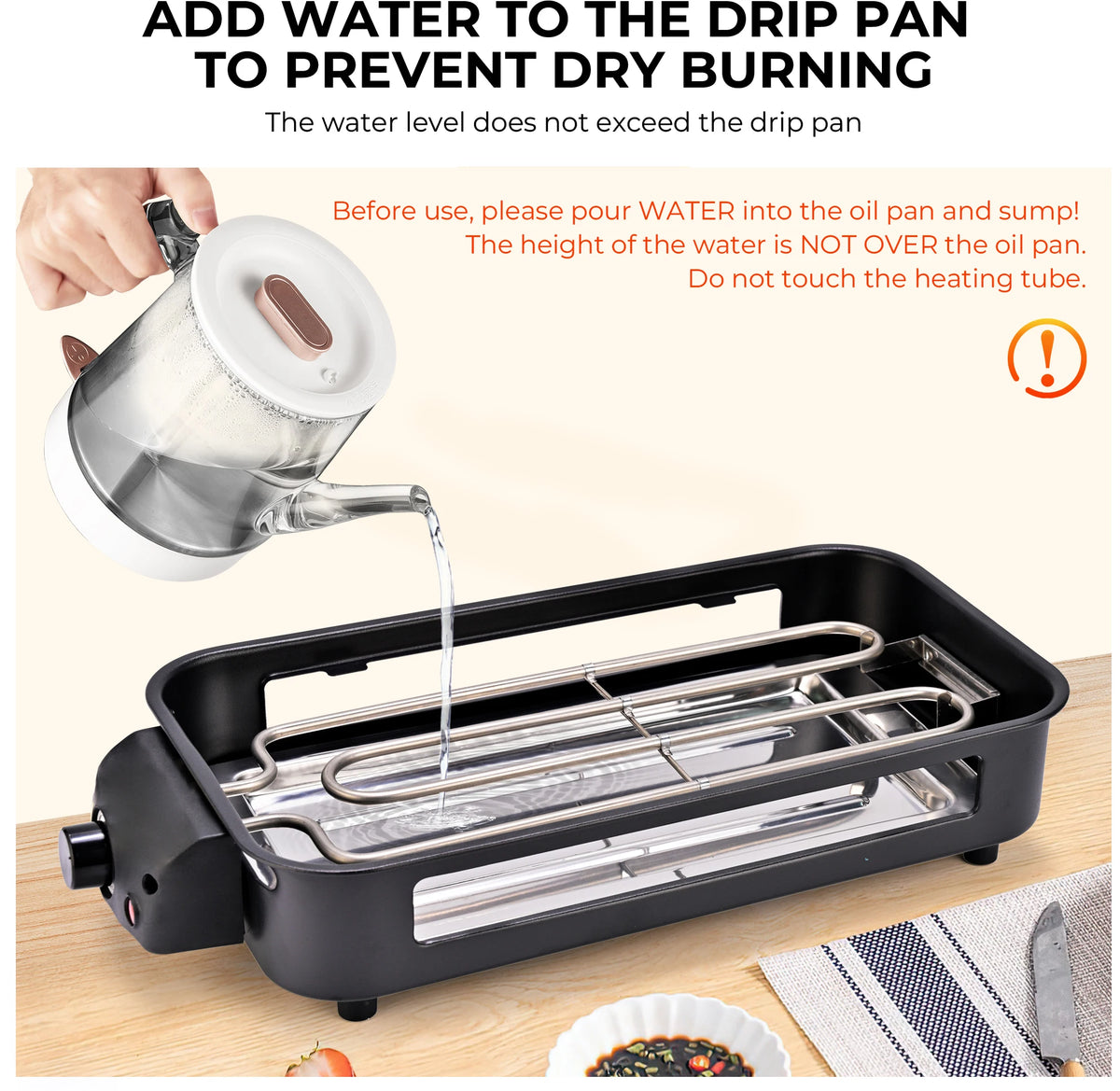 Smokeless Electric Grill with Removable Griddle