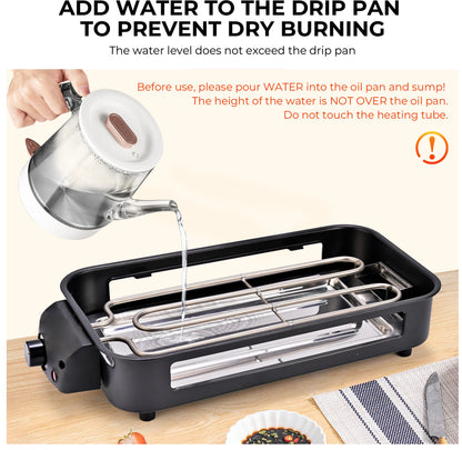 Smokeless Electric Grill with Removable Griddle