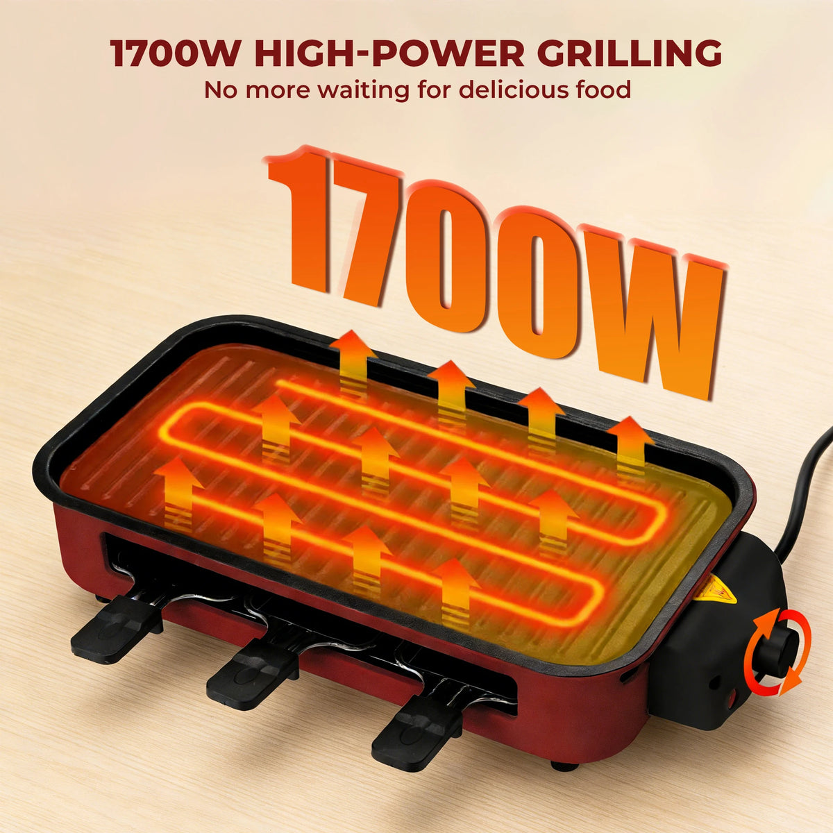 Smokeless Electric Grill with Removable Griddle