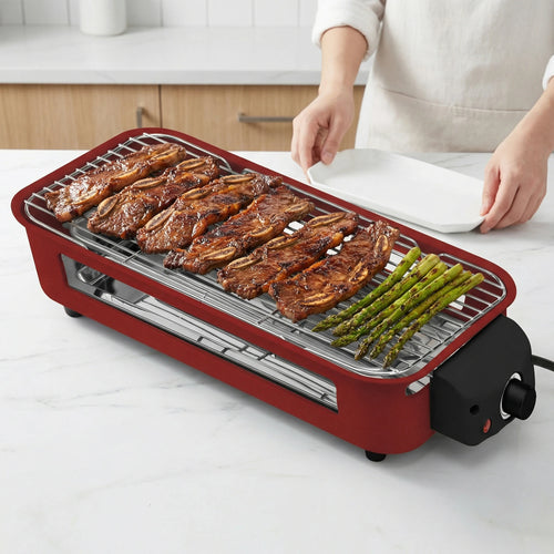 Smokeless Electric Grill with Removable Griddle