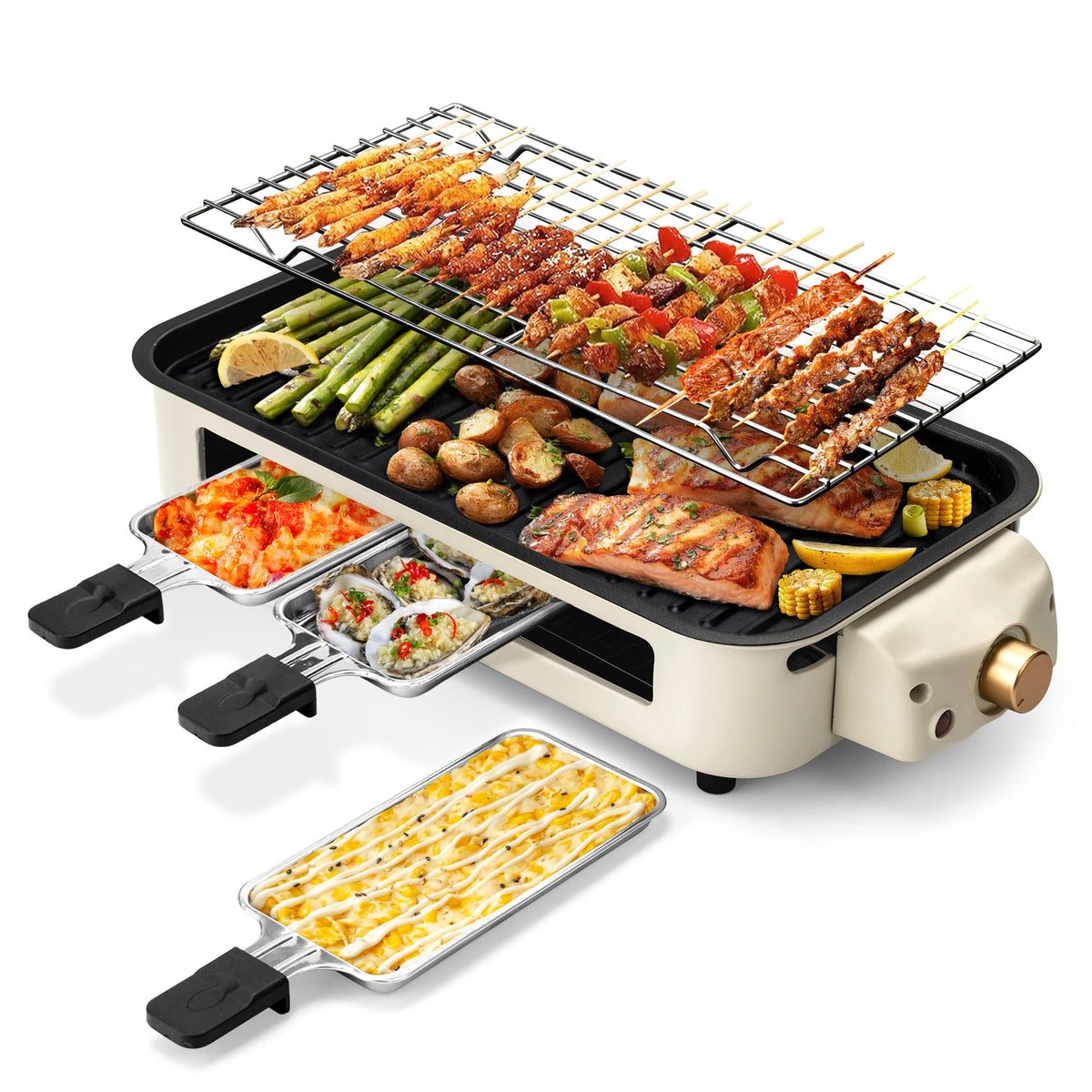Smokeless Electric Grill with Removable Griddle
