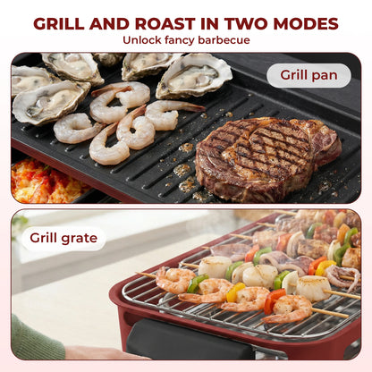 Smokeless Electric Grill with Removable Griddle