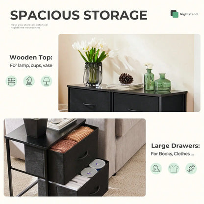 Set of 2 Two-Drawer Fabric Nightstands