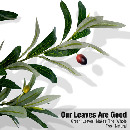 5.25–7.10-Foot Faux Olive Tree with Black Pot