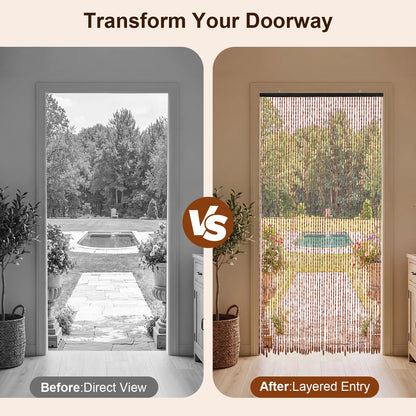 78.7 x 35.4-Inch Bamboo Beaded Door Curtain