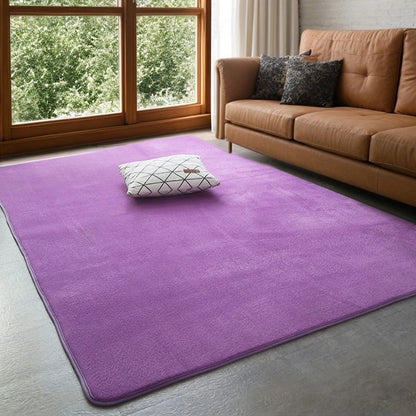 Solid Coral Velvet Area Rug
