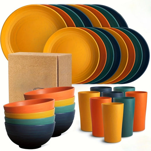 32-Piece Wheat Straw Dinnerware Set for 8
