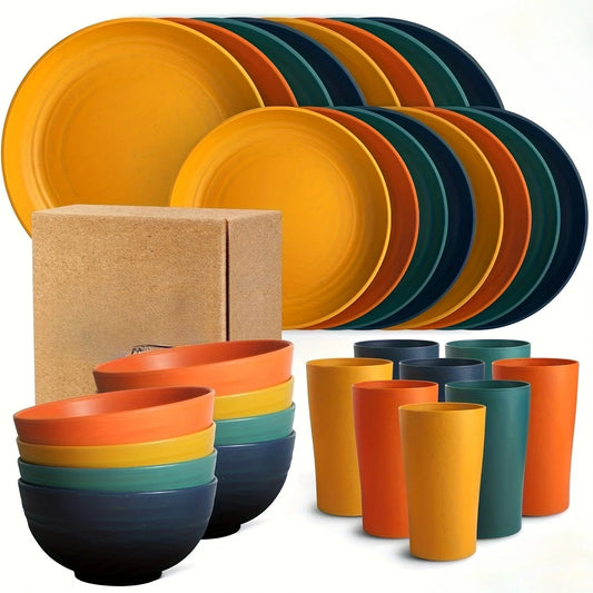 32-Piece Wheat Straw Dinnerware Set for 8