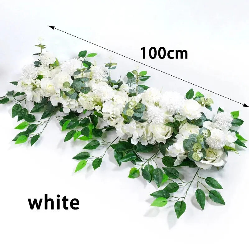 39.4-Inch Artificial White Rose Flower Row