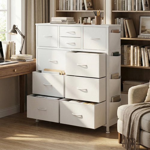 10-Drawer Fabric Storage Cabinet with Side Pocket