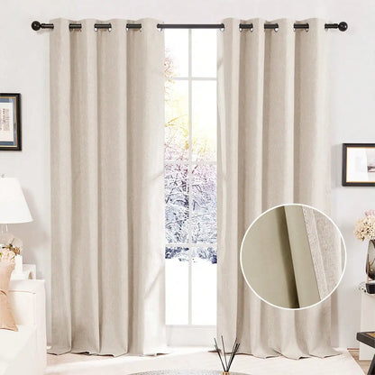 Set of 2 52-Inch Faux-Linen Blackout Curtains