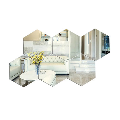 Set of 6/12 Hexagonal Mirror Wall Decals
