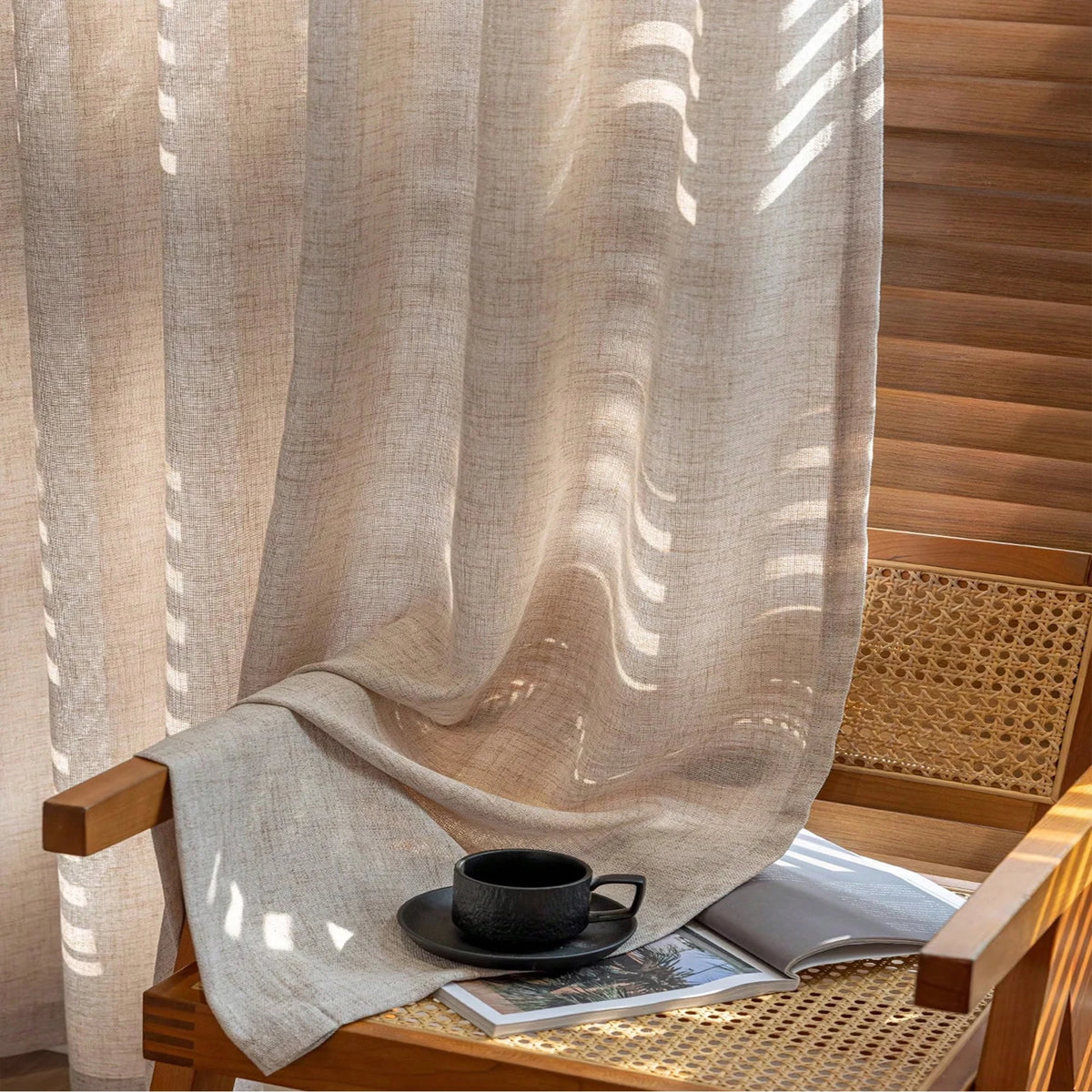 Japanese Linen Sheer Curtain Panel
