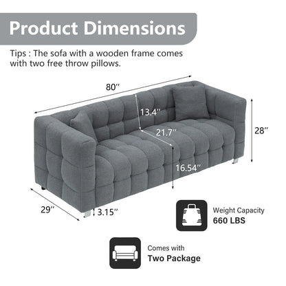 80-Inch Teddy Fleece 3-Seater Sofa