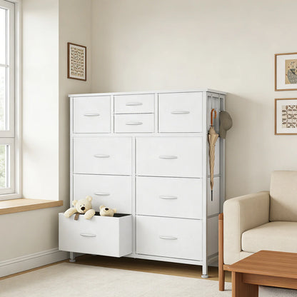 10-Drawer Fabric Storage Cabinet with Side Pocket