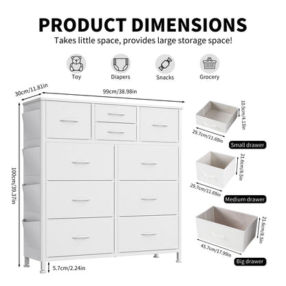10-Drawer Fabric Storage Cabinet with Side Pocket