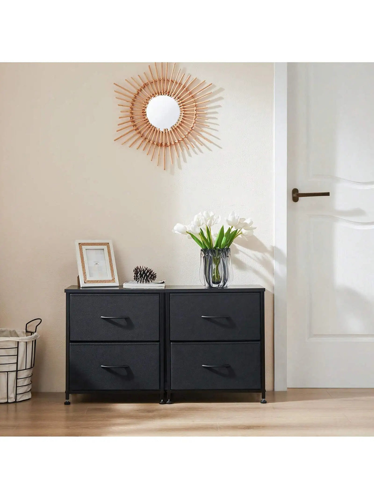 Set of 2 Two-Drawer Fabric Nightstands