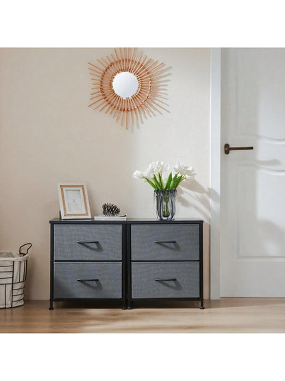 Set of 2 Two-Drawer Fabric Nightstands