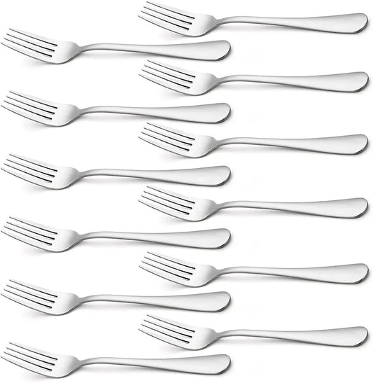 Set of 12 Heavy-Duty Stainless Steel Dinner Forks