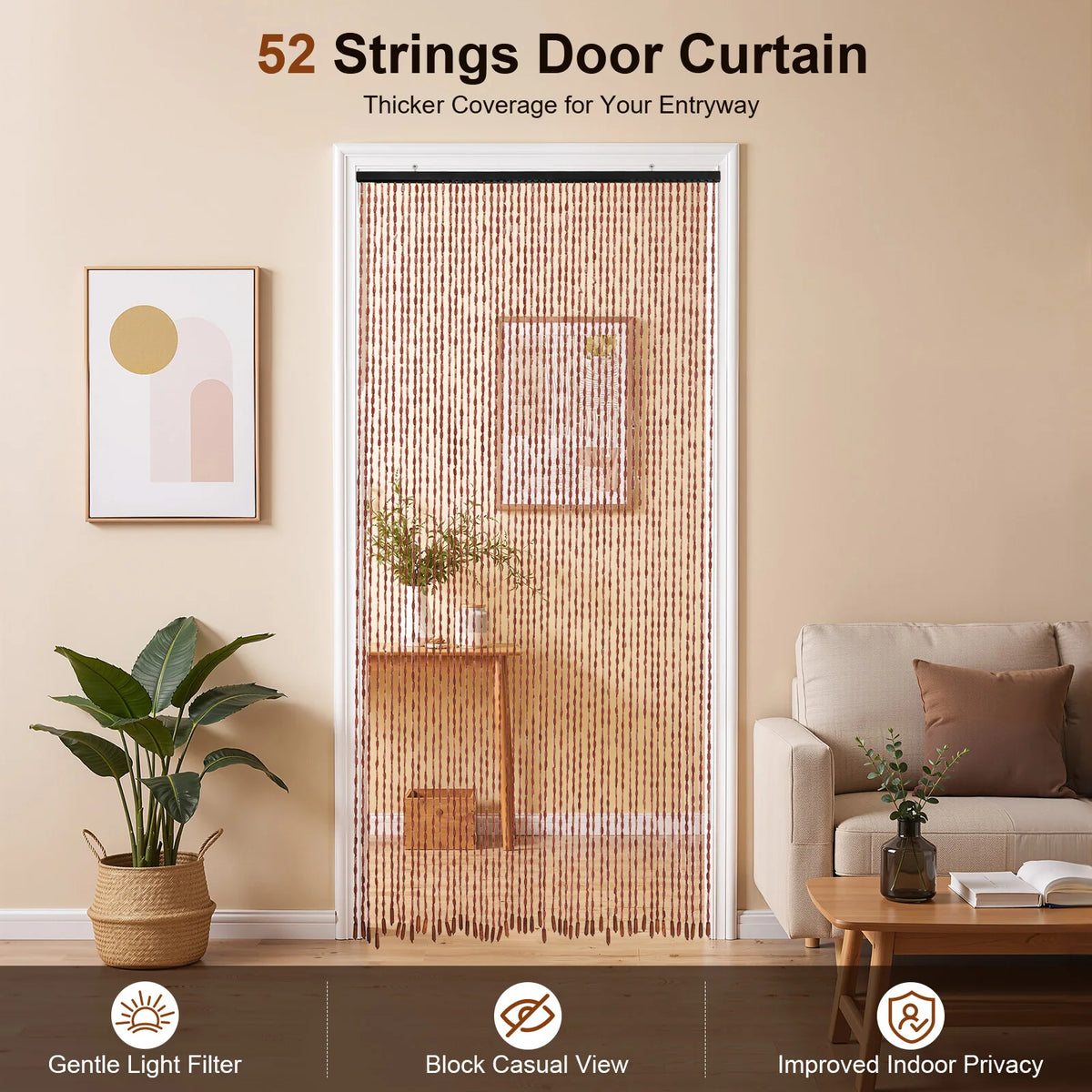 78.7 x 35.4-Inch Bamboo Beaded Door Curtain