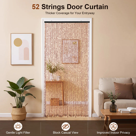 78.7 x 35.4-Inch Bamboo Beaded Door Curtain