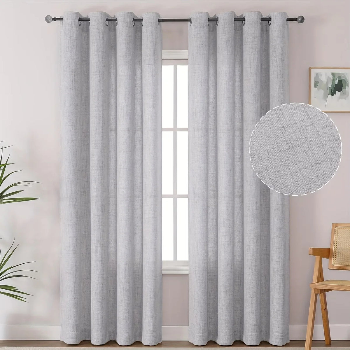 Linen-Style Sheer Curtain Panel