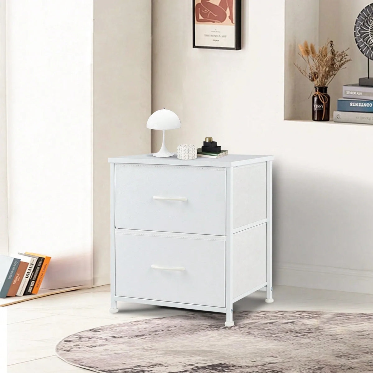 Set of 2 Two-Drawer Fabric Nightstands