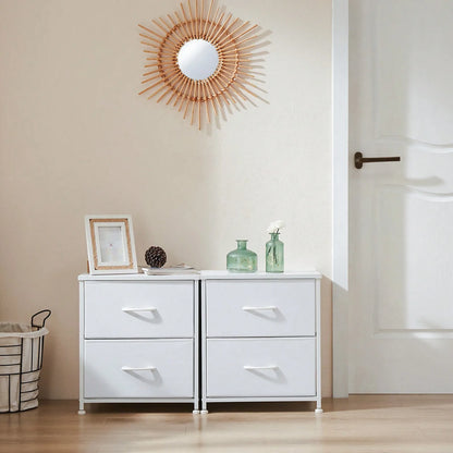 Set of 2 Two-Drawer Fabric Nightstands