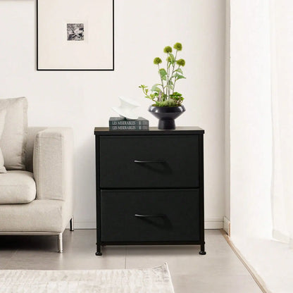 Set of 2 Two-Drawer Fabric Nightstands