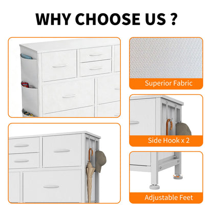 10-Drawer Fabric Storage Cabinet with Side Pocket