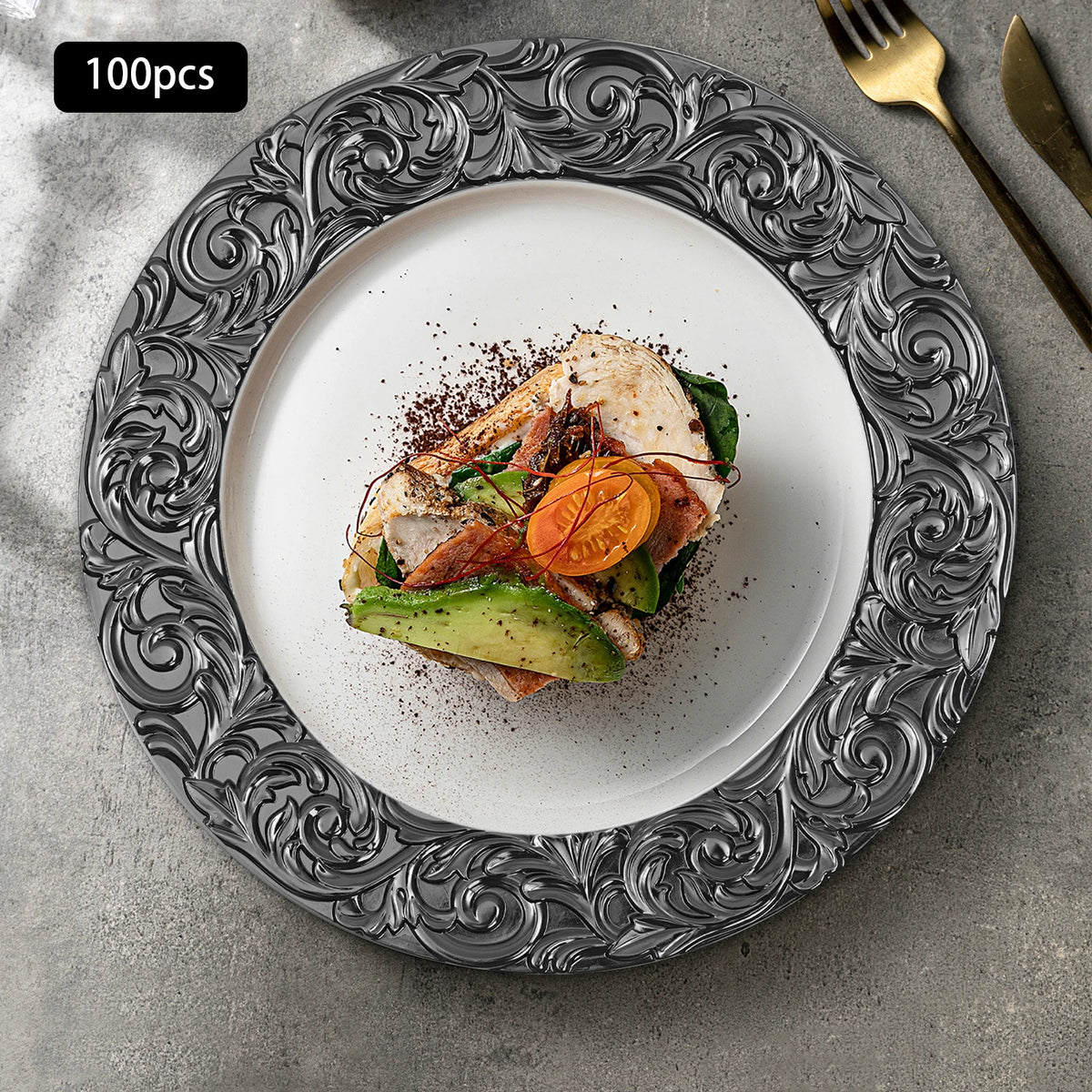 Set of 100 Round Charger Plates