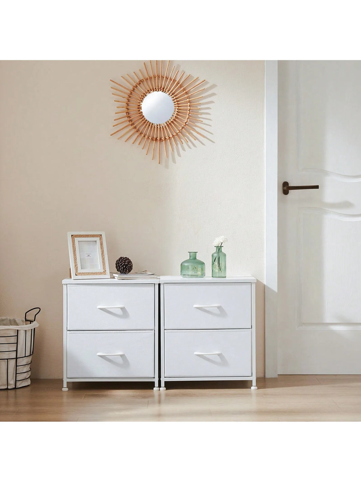 Set of 2 Two-Drawer Fabric Nightstands