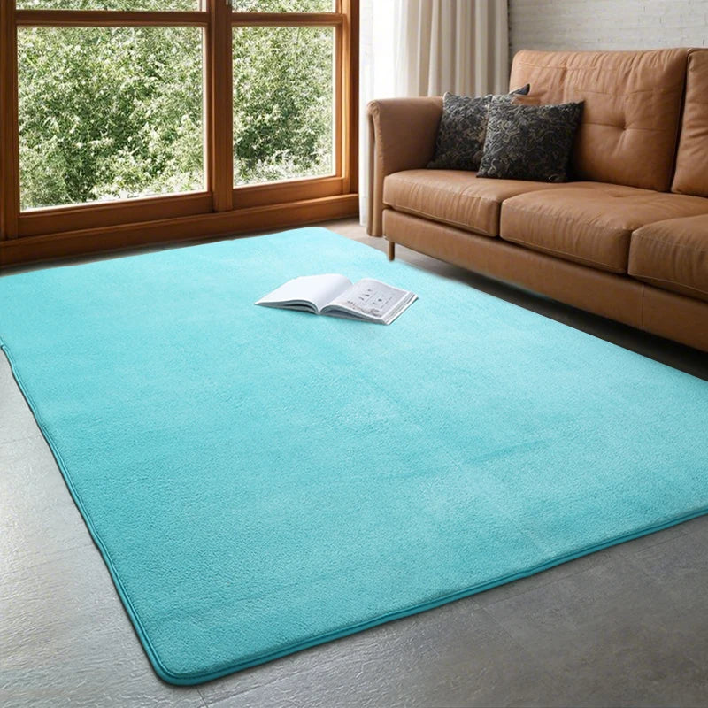 Solid Coral Velvet Area Rug