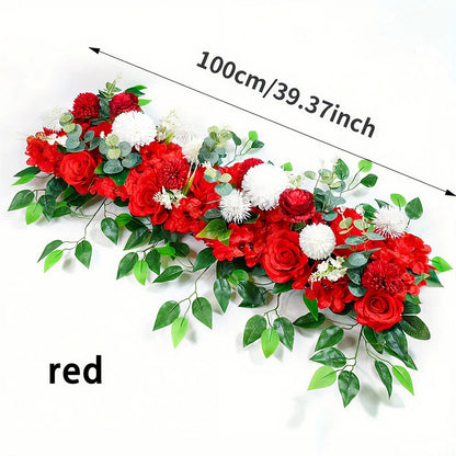 39.4-Inch Artificial White Rose Flower Row