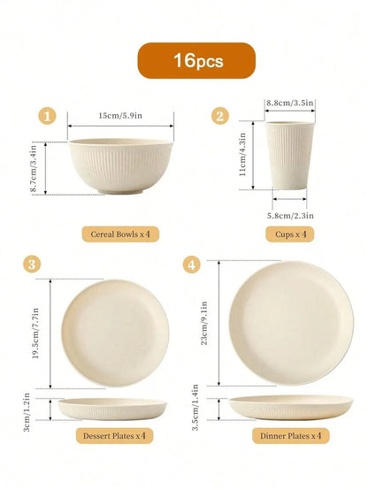 4/16/24-Piece Reusable Plastic Dinnerware Set