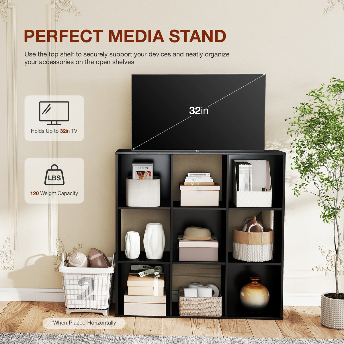 9-Cube Wooden Storage Organizer