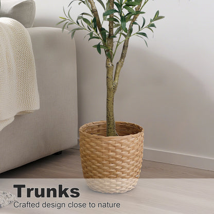5.25–7.10-Foot Faux Olive Tree with Black Pot