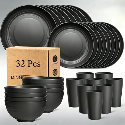 32-Piece Wheat Straw Dinnerware Set for 8