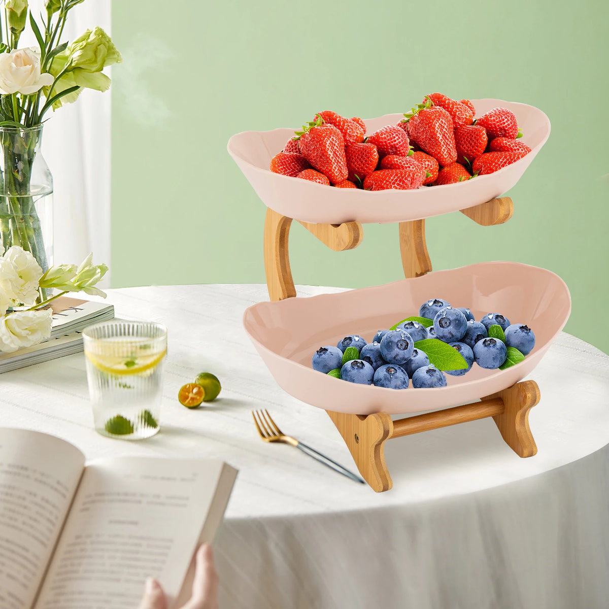 3-Tier Serving Bowl Set with Bamboo Stand