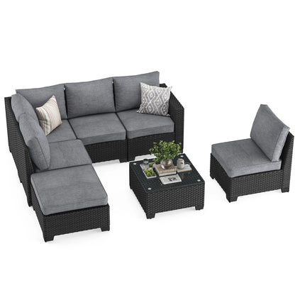 Patio Sectional Sofa Set with Ottoman