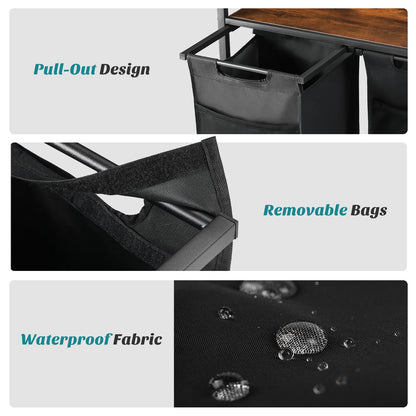 36-Inch Rolling Laundry Sorter Cabinet