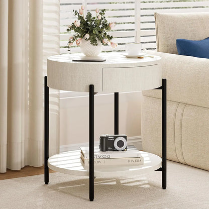 Round Bedside Table with Drawer