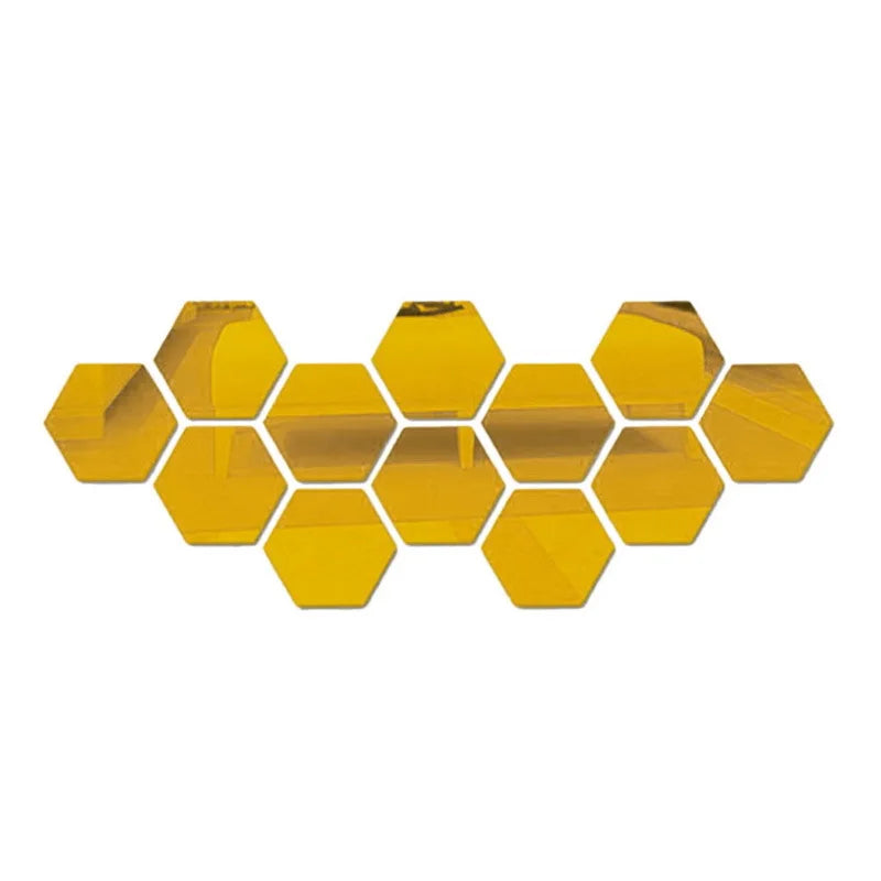 Set of 6/12 Hexagonal Mirror Wall Decals