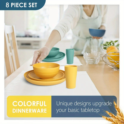 32-Piece Wheat Straw Dinnerware Set for 8
