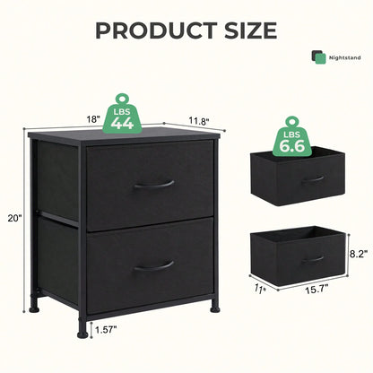Set of 2 Two-Drawer Fabric Nightstands