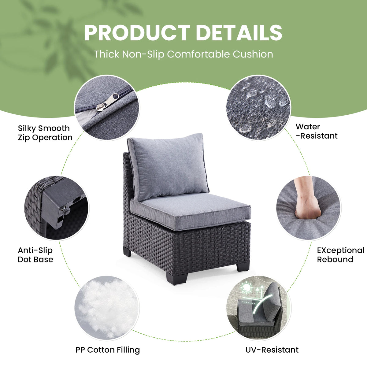 Patio Sectional Sofa Set with Ottoman