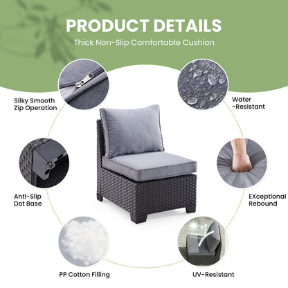 Patio Sectional Sofa Set with Ottoman